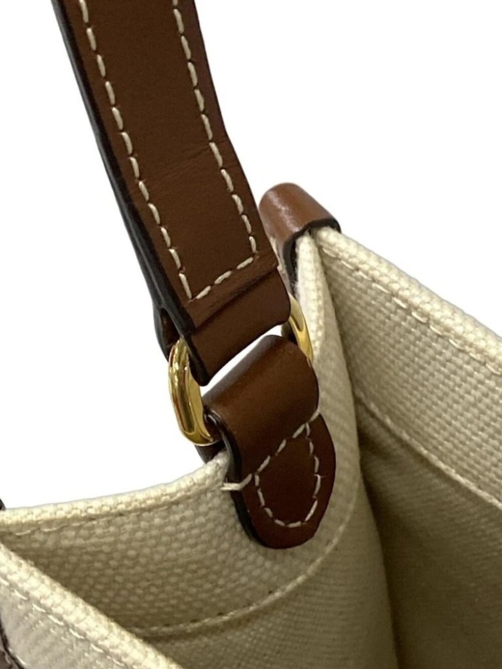 Burberry Mini Fraya Tote 8044143 Cream Brown Canvas Leather Shoulder Bag - Picture 12 of 14